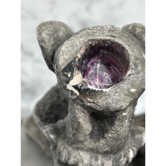 VTG Gargoyles Studio Chalkware Candle Holders New York Pair Gray Gothic Medieval - Picture 8 of 11